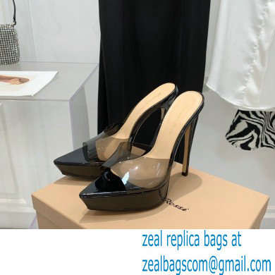 Gianvito Rossi Heel 13.5cm Platform 3cm TPU Plexi BETTY Mules PVC Black 2022 - Click Image to Close