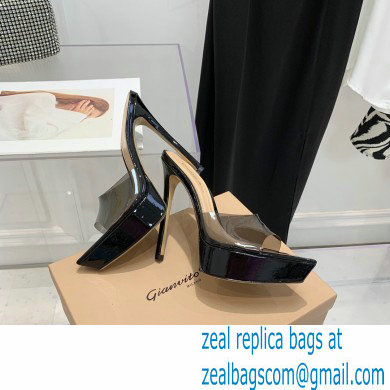 Gianvito Rossi Heel 13.5cm Platform 3cm TPU Plexi BETTY Mules PVC Black 2022 - Click Image to Close