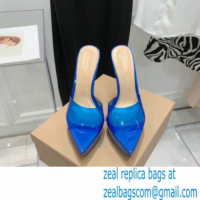 Gianvito Rossi Heel 13.5cm Platform 3cm TPU Plexi BETTY Mules PVC Blue 2022 - Click Image to Close