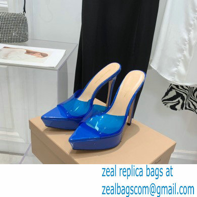 Gianvito Rossi Heel 13.5cm Platform 3cm TPU Plexi BETTY Mules PVC Blue 2022 - Click Image to Close