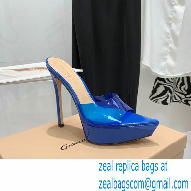 Gianvito Rossi Heel 13.5cm Platform 3cm TPU Plexi BETTY Mules PVC Blue 2022 - Click Image to Close