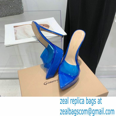 Gianvito Rossi Heel 13.5cm Platform 3cm TPU Plexi BETTY Mules PVC Blue 2022 - Click Image to Close