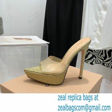 Gianvito Rossi Heel 13.5cm Platform 3cm TPU Plexi BETTY Mules PVC Glitter Gold 2022