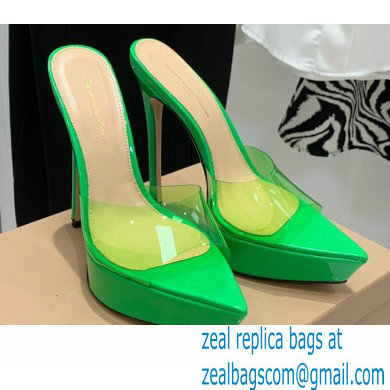 Gianvito Rossi Heel 13.5cm Platform 3cm TPU Plexi BETTY Mules PVC Green 2022