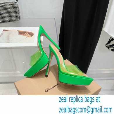 Gianvito Rossi Heel 13.5cm Platform 3cm TPU Plexi BETTY Mules PVC Green 2022