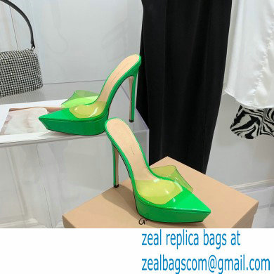 Gianvito Rossi Heel 13.5cm Platform 3cm TPU Plexi BETTY Mules PVC Green 2022