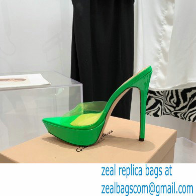 Gianvito Rossi Heel 13.5cm Platform 3cm TPU Plexi BETTY Mules PVC Green 2022 - Click Image to Close