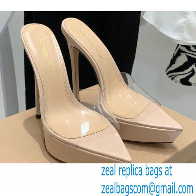 Gianvito Rossi Heel 13.5cm Platform 3cm TPU Plexi BETTY Mules PVC Nude 2022