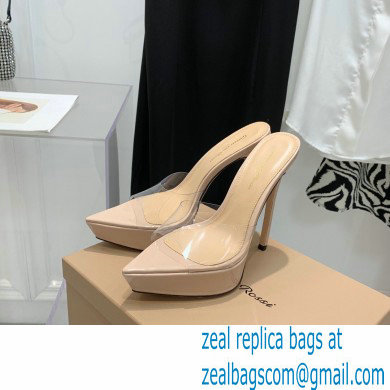 Gianvito Rossi Heel 13.5cm Platform 3cm TPU Plexi BETTY Mules PVC Nude 2022 - Click Image to Close