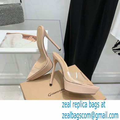 Gianvito Rossi Heel 13.5cm Platform 3cm TPU Plexi BETTY Mules PVC Nude 2022 - Click Image to Close