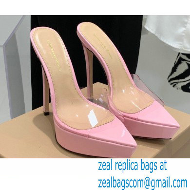 Gianvito Rossi Heel 13.5cm Platform 3cm TPU Plexi BETTY Mules PVC Pink 2022