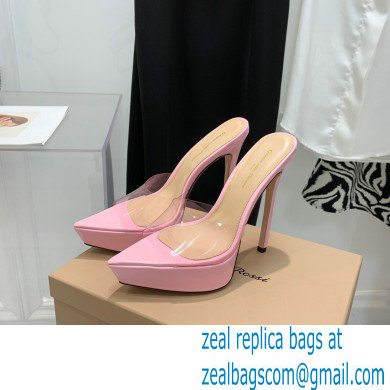 Gianvito Rossi Heel 13.5cm Platform 3cm TPU Plexi BETTY Mules PVC Pink 2022 - Click Image to Close