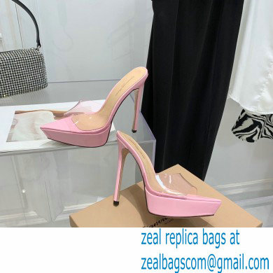 Gianvito Rossi Heel 13.5cm Platform 3cm TPU Plexi BETTY Mules PVC Pink 2022