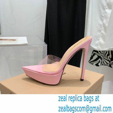 Gianvito Rossi Heel 13.5cm Platform 3cm TPU Plexi BETTY Mules PVC Pink 2022 - Click Image to Close