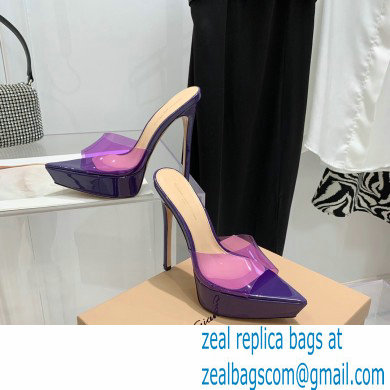 Gianvito Rossi Heel 13.5cm Platform 3cm TPU Plexi BETTY Mules PVC Purple 2022 - Click Image to Close