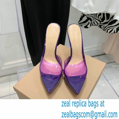 Gianvito Rossi Heel 13.5cm Platform 3cm TPU Plexi BETTY Mules PVC Purple 2022 - Click Image to Close