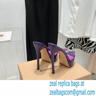 Gianvito Rossi Heel 13.5cm Platform 3cm TPU Plexi BETTY Mules PVC Purple 2022 - Click Image to Close