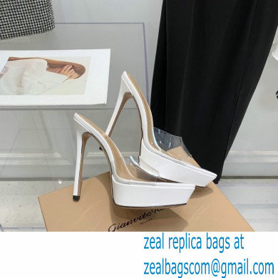 Gianvito Rossi Heel 13.5cm Platform 3cm TPU Plexi BETTY Mules PVC White 2022 - Click Image to Close