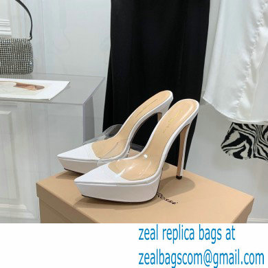 Gianvito Rossi Heel 13.5cm Platform 3cm TPU Plexi BETTY Mules PVC White 2022 - Click Image to Close