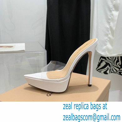 Gianvito Rossi Heel 13.5cm Platform 3cm TPU Plexi BETTY Mules PVC White 2022 - Click Image to Close