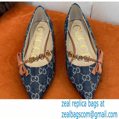 Gucci Ballet Flats with 'GUCCI' 674772 GG Denim Blue 2022 - Click Image to Close