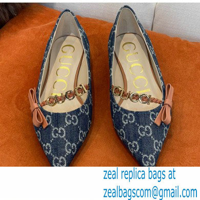 Gucci Ballet Flats with 'GUCCI' 674772 GG Denim Blue 2022