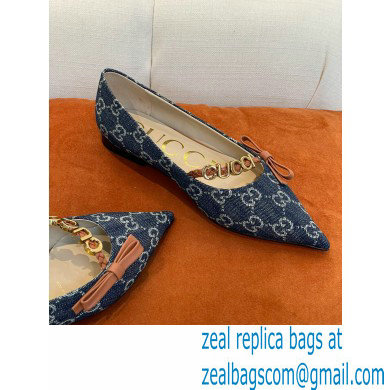 Gucci Ballet Flats with 'GUCCI' 674772 GG Denim Blue 2022 - Click Image to Close