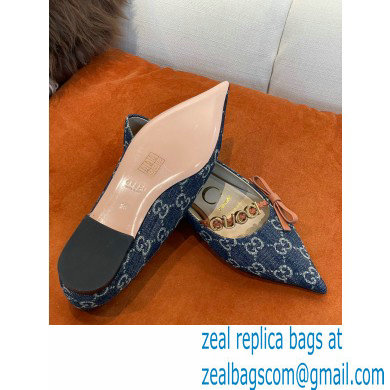 Gucci Ballet Flats with 'GUCCI' 674772 GG Denim Blue 2022 - Click Image to Close