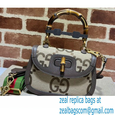 Gucci Bamboo 1947 Jumbo GG Small Top Handle Bag 675797 - Click Image to Close