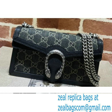 Gucci Dionysus Small Shoulder Bag 499623 Washed GG Denim Black - Click Image to Close