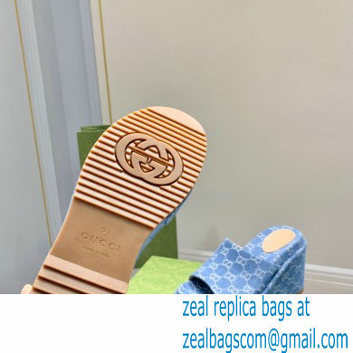 Gucci Heel Platform Slide Sandals 674761 GG Light Blue 2022