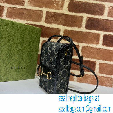 Gucci Horsebit 1955 Mini Bag 625615 GG Denim Black