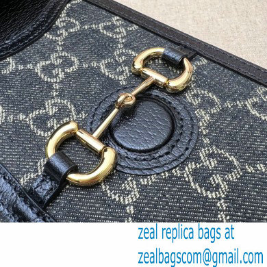 Gucci Horsebit 1955 Mini Bag 625615 GG Denim Black - Click Image to Close