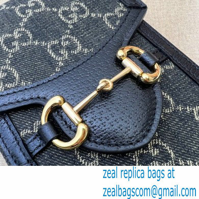 Gucci Horsebit 1955 Mini Bag 625615 GG Denim Black