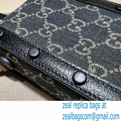 Gucci Horsebit 1955 Mini Bag 625615 GG Denim Black - Click Image to Close