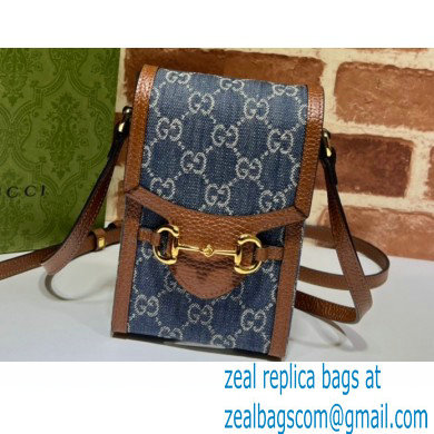 Gucci Horsebit 1955 Mini Bag 625615 GG Denim Blue