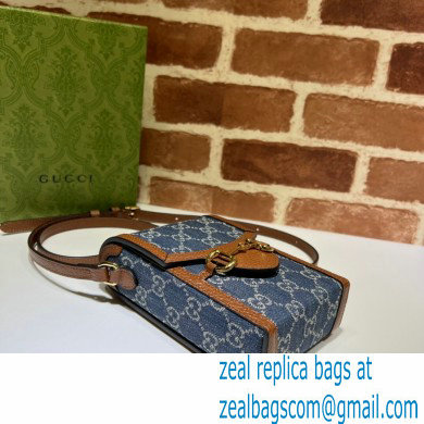 Gucci Horsebit 1955 Mini Bag 625615 GG Denim Blue - Click Image to Close