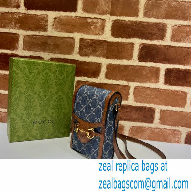 Gucci Horsebit 1955 Mini Bag 625615 GG Denim Blue