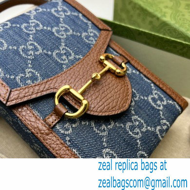 Gucci Horsebit 1955 Mini Bag 625615 GG Denim Blue - Click Image to Close