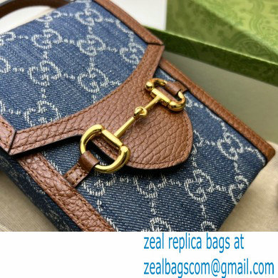 Gucci Horsebit 1955 Mini Bag 625615 GG Denim Blue