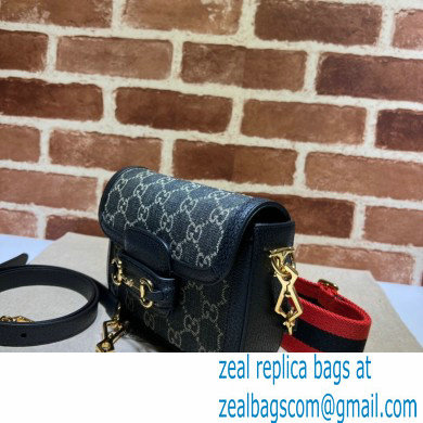 Gucci Horsebit 1955 Mini Shoulder Bag 658574 GG Denim Black - Click Image to Close