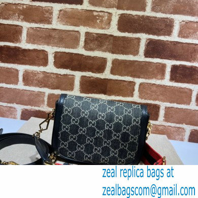 Gucci Horsebit 1955 Mini Shoulder Bag 658574 GG Denim Black - Click Image to Close