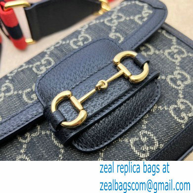 Gucci Horsebit 1955 Mini Shoulder Bag 658574 GG Denim Black