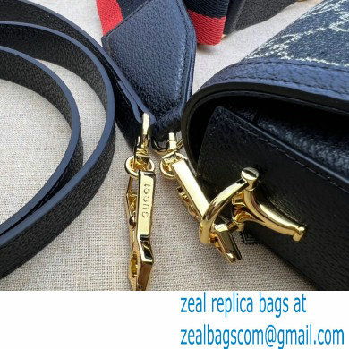 Gucci Horsebit 1955 Mini Shoulder Bag 658574 GG Denim Black - Click Image to Close