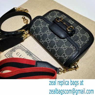 Gucci Horsebit 1955 Mini Shoulder Bag 658574 GG Denim Black