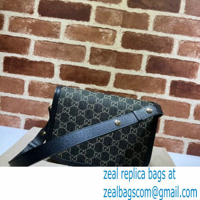 Gucci Horsebit 1955 Small Shoulder Bag 602204 GG Denim Black