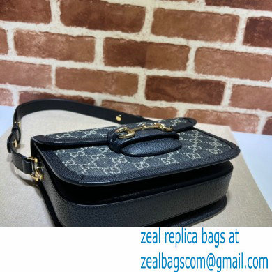 Gucci Horsebit 1955 Small Shoulder Bag 602204 GG Denim Black