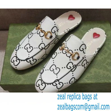 Gucci Horsebit Princetown Slippers GG Leather White/Black 2022 - Click Image to Close