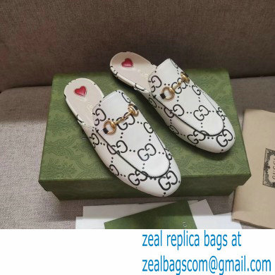 Gucci Horsebit Princetown Slippers GG Leather White/Black 2022 - Click Image to Close