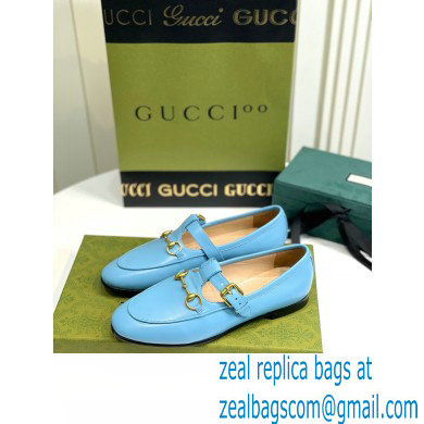 Gucci Horsebit T-bar Leather Loafers Blue 2022